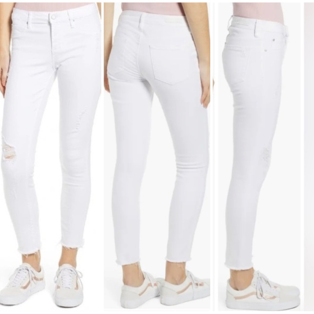 Articles of Society Carly Skinny Crop White Distressed Jeans 27